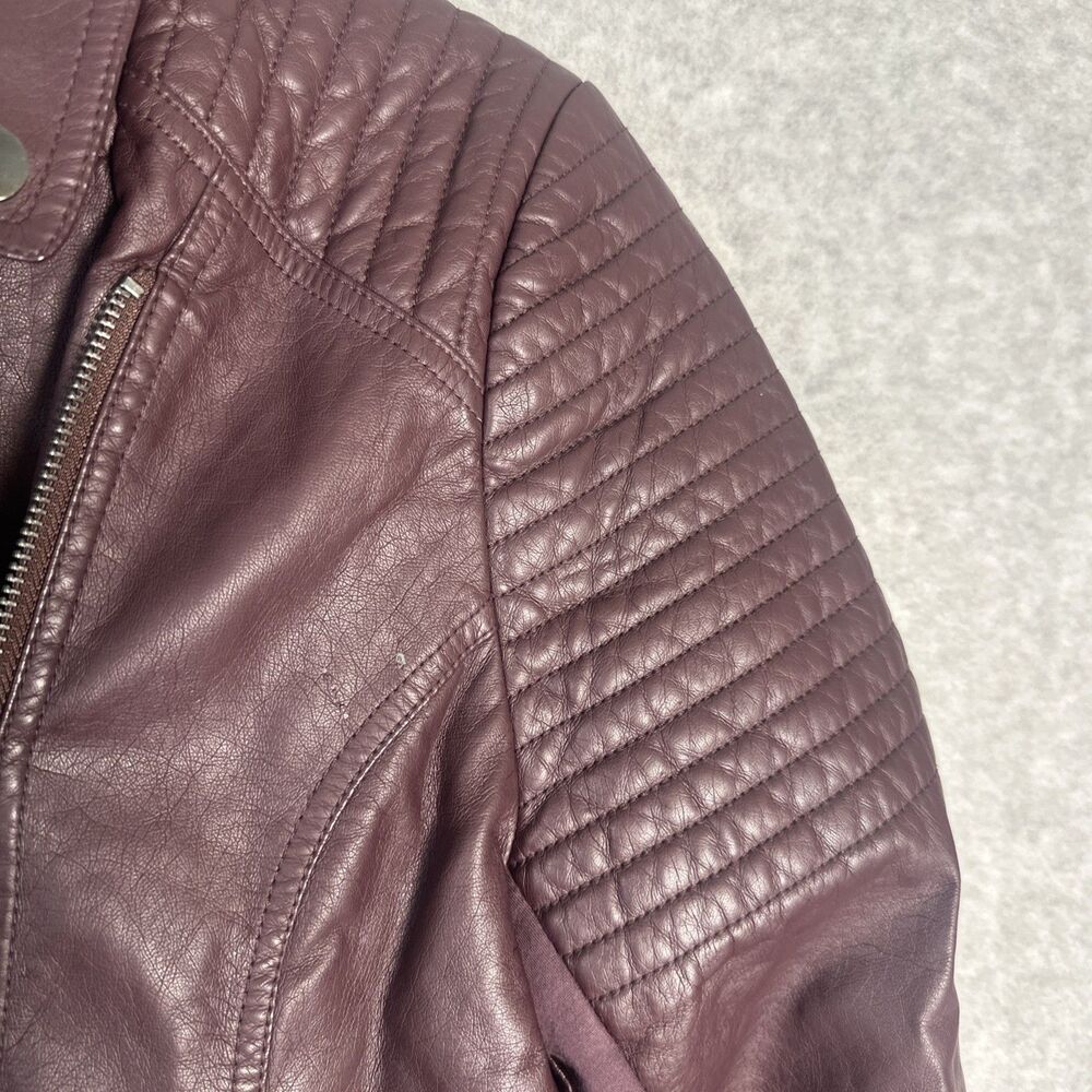 Edgy Women’s Purple Long Sleeve Faux Leather Motorcycle Jacket Sz M - Picture 5 of 13